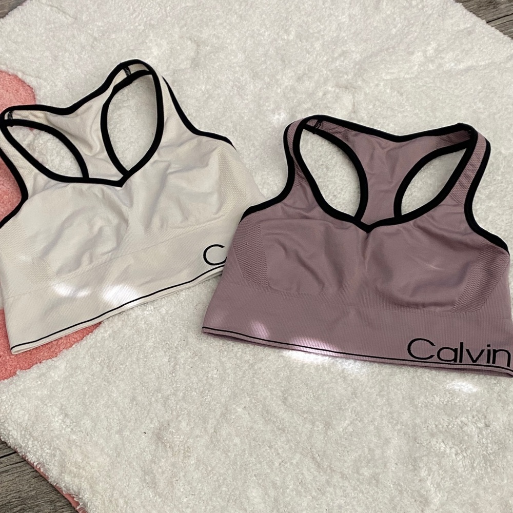 Calvin Klein White and Mauve Sports Bras Medium